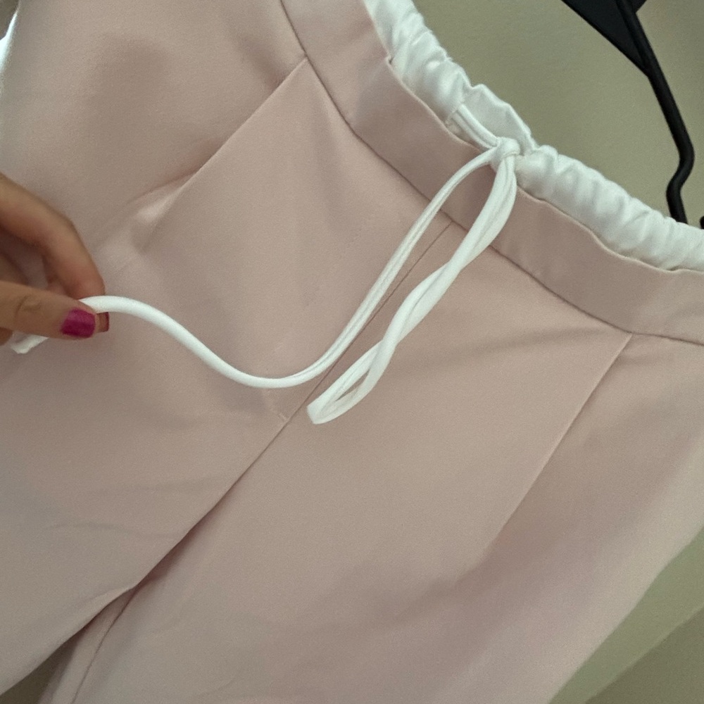 Zara Light Pink Joggers with White Waistband
